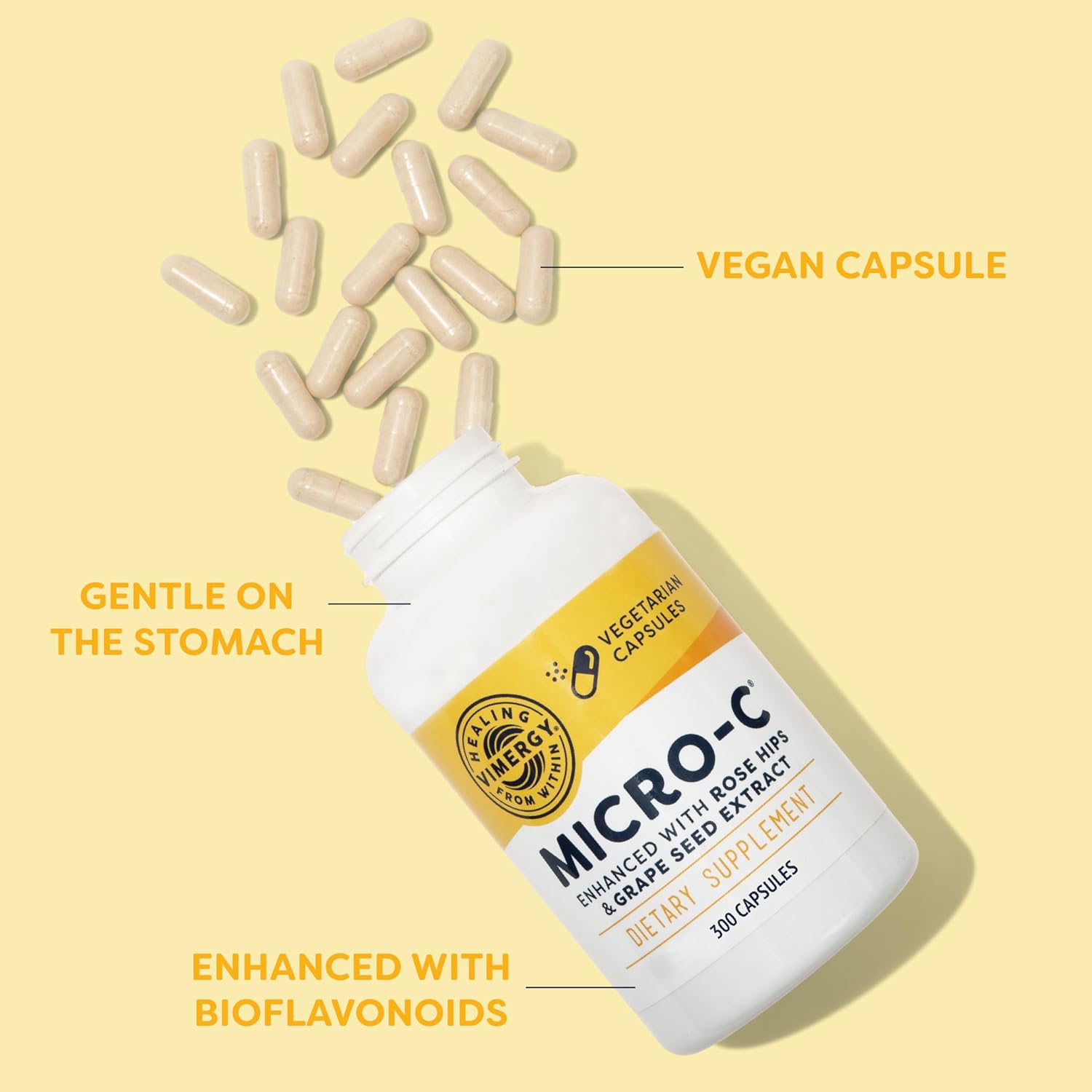 Vimergy Micro-C® Vitamin C Capsules – 500mg per Capsule, Supports Immune Health*, Promotes Collagen Production, Supports Healthy Bones*, Kosher, Vegan & Gluten-Free, Value Size 300 Capsules