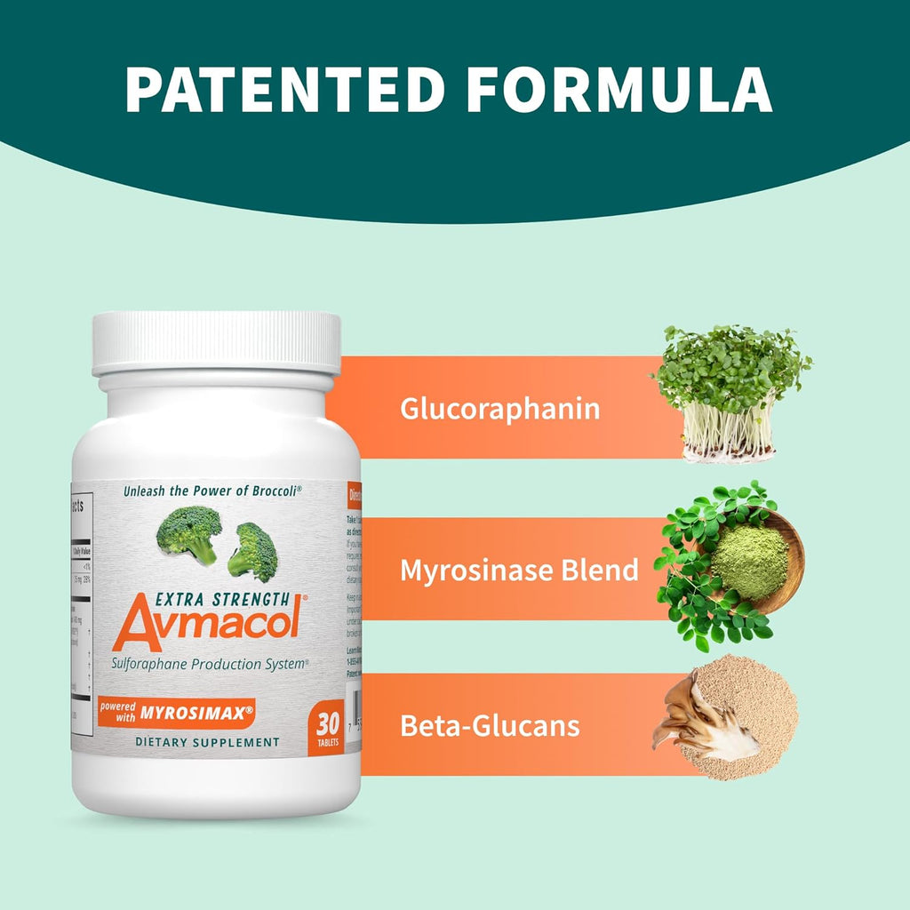 Nutramax Laboratories Avmacol Extra Strength Sulforaphane-Producing Supplement for Detoxification, Antioxidant Support, Immune Health, Adults & Children, Moringa, 30 Tablets
