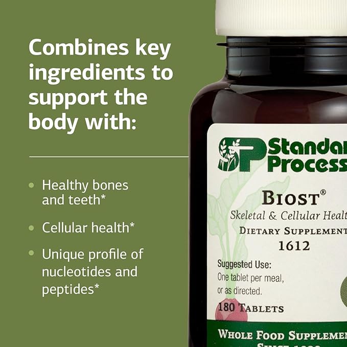 Standard Process Inc. Biost - Teeth and Bone Health Supplement with Whole Food Magnesium Citrate, Calcium Lactate, Manganese - 180 Tablets