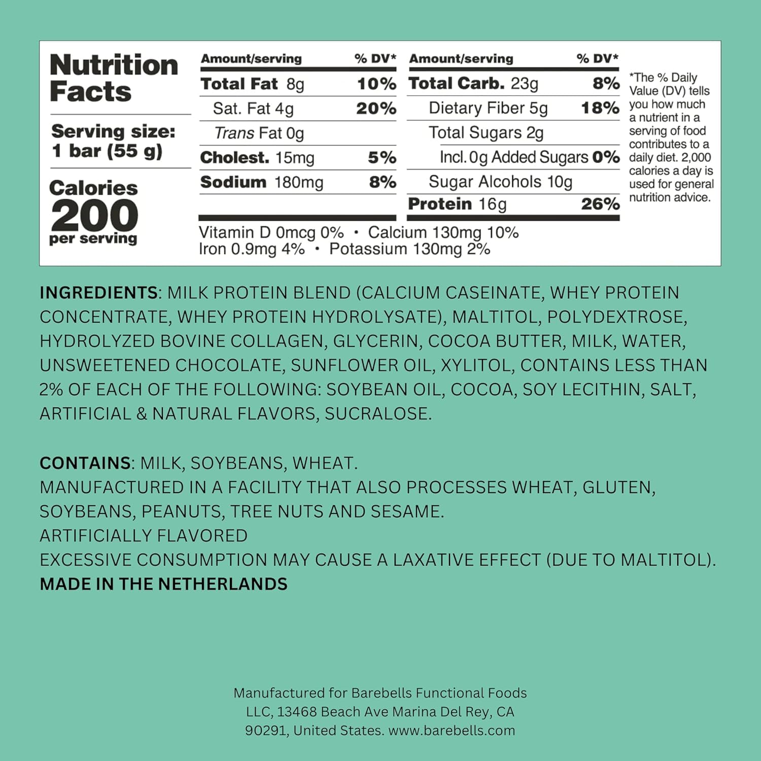 Barebells Soft Protein Bars Minty Chocolate - 24 Bars (2 Packs of 12) -16g High Protein Treats - Chocolate Nutrition Bar with 1g Total Sugars - On The Go Breakfast or Post-Workout Snack