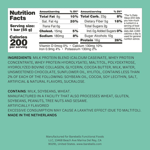 Barebells Soft Protein Bars Minty Chocolate - 24 Bars (2 Packs of 12) -16g High Protein Treats - Chocolate Nutrition Bar with 1g Total Sugars - On The Go Breakfast or Post-Workout Snack
