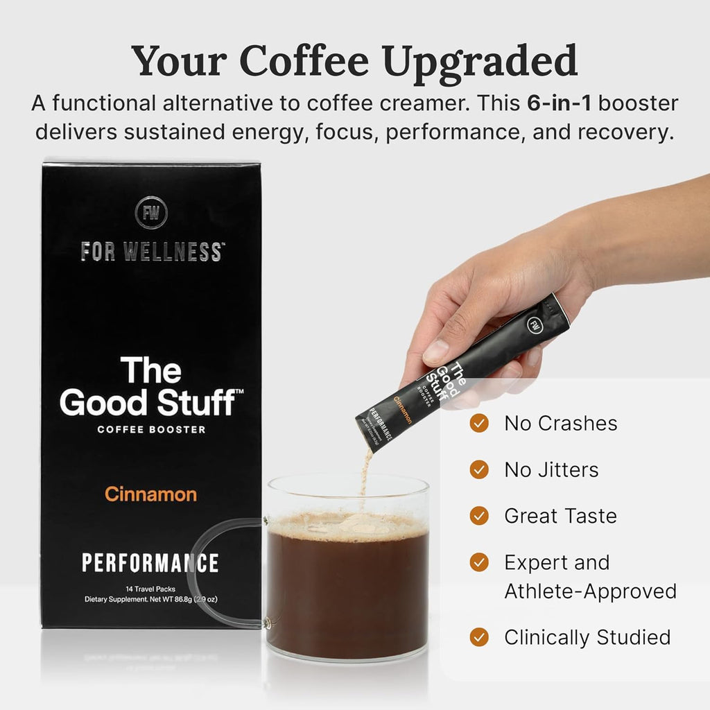 For Wellness The Good Stuff Performance – Coffee Booster | Collagen + MCT Powder Supplement with L-Theanine and Antioxidants for Jitter-Free Energy & Stamina | Non-Dairy, Keto-Friendly, 14 Servings