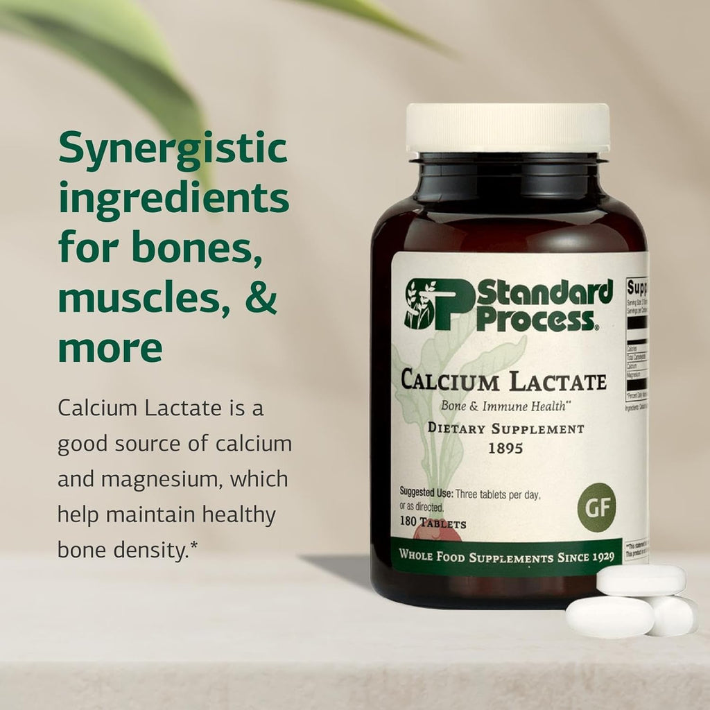 Standard Process Inc. Calcium Lactate - Immune Support and Bone Strength - Bone Health and Muscle Supplement with Magnesium and Calcium - 180 Tablets