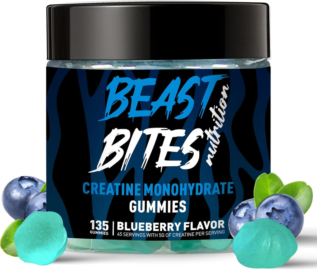 Creatine Monohydrate Gummies for Men & Women - 5g of Creatine Monohydrate per Serving - Sugar Free,Vegan, Blueberry Flavor, 135 Count.