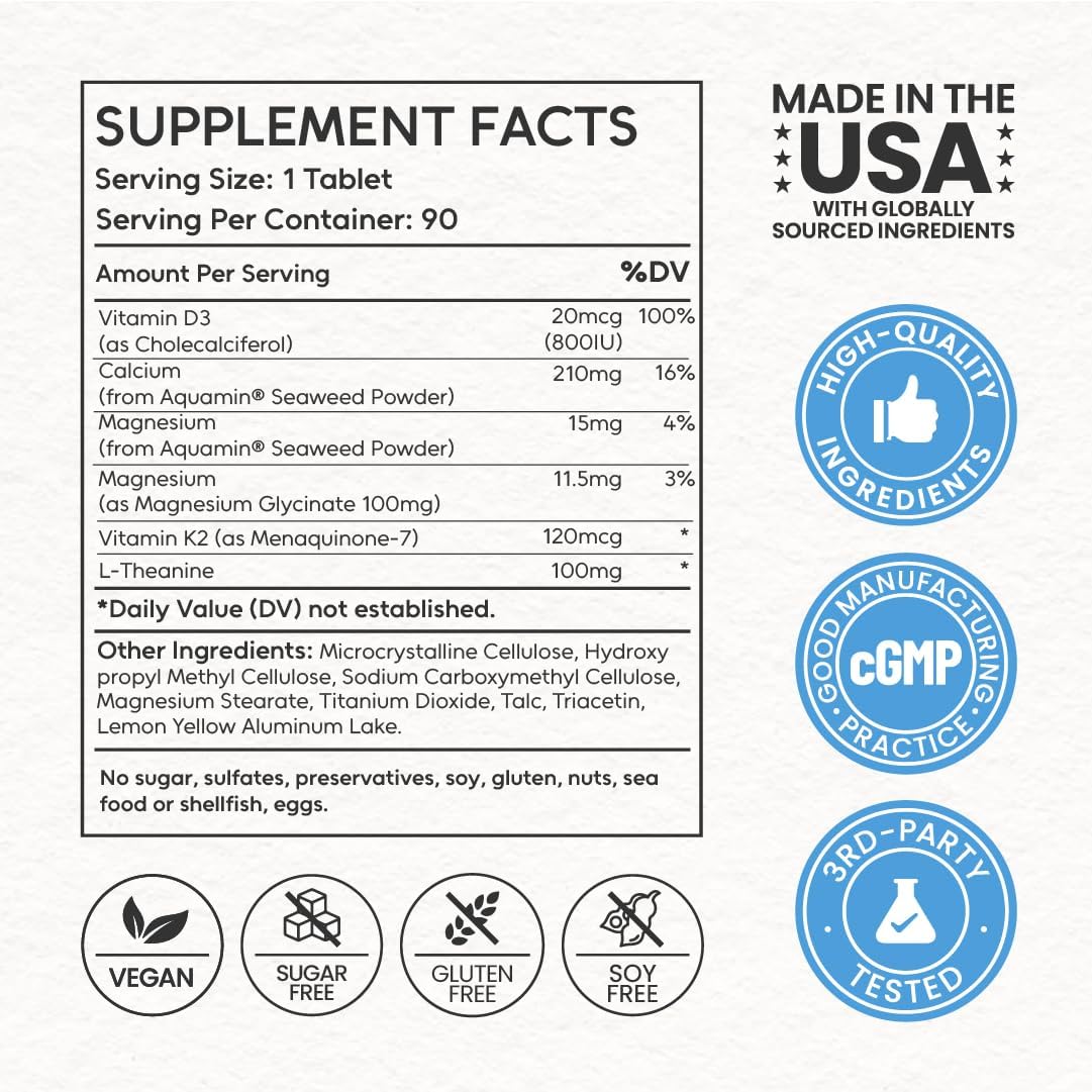 Bone & Nerve Complex | Bone Health, Nerve Function, Stress Relief, Cardiovascular Health | Vegan, Non-GMO, Made in USA, 90 Servings
