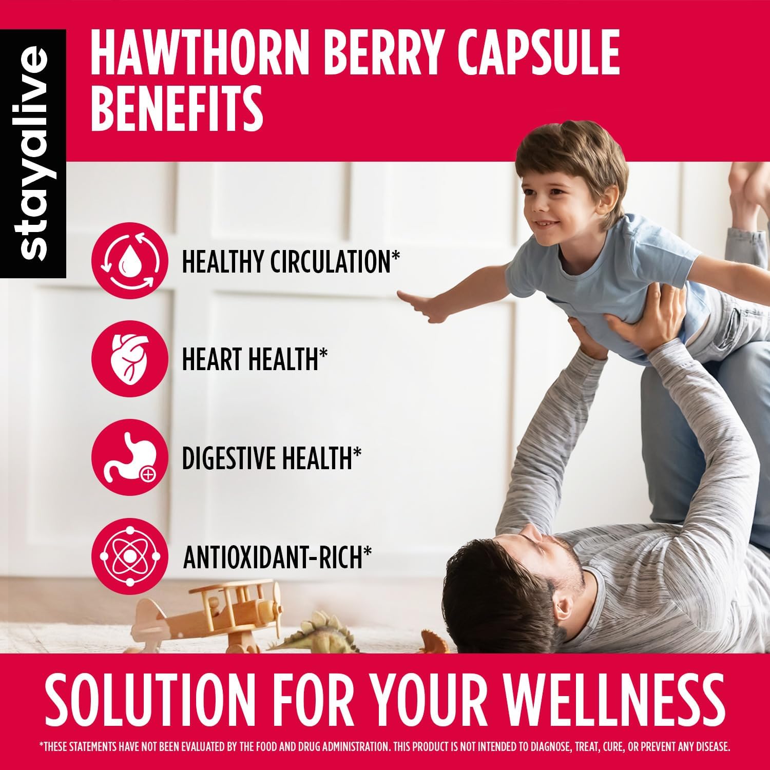 STAY ALIVE Extra Strength Hawthorn Berry Capsules, 20:1 Extract, 6-in-1 Antioxidant w/Citrus Bergamot, Turmeric Root Powder, Garlic, Arjuna & Black Pepper, 120 Vegan Pills, Hawthorne Berry Supplement