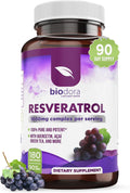 Resveratrol 1600mg, Trans-Resveratrol Antioxidant Supplement with Green Tea, Grape Seed Extract and Quercetin, Helps to Support Digestive Health and Immune System, 180 Capsules