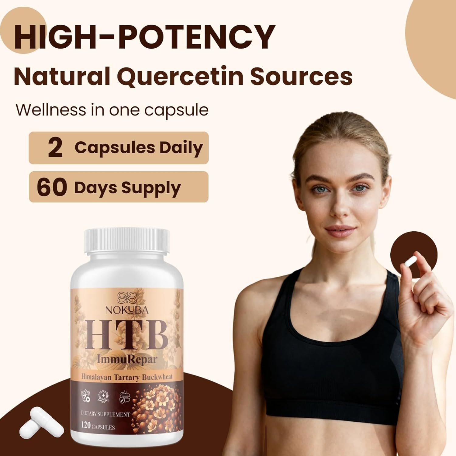 Himalayan Tartary Buckwheat Supplement with Quercetin, Zinc, Rutin, Vitamin C, D, Curcumin for Immune Support & Antioxidant & Gut Health - 240 Vegan Capsules