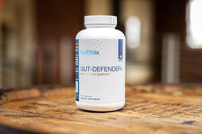 NuEthix Formulations Gut Defender+ Microbiome Balance Dietary Supplement, 180 Capsules, 90 Servings