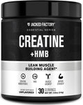 Jacked Factory Creatine Monohydrate + HMB - Creatine Dietary Sports Nutrition Bodybuilding Supplement for Men and Women - Muscle Growth, Increased Strength, Enhanced Energy - 30 Servings, Unflavoured
