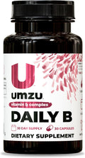 UMZU Daily B | 100% Complete Vitamin B Complex with B1, B2, B3, B5, B6, B7, B9 & B12 with Folic Acid | Supports Natural Energy Production &Cognitive Function Well (30 Day Supply | 30 Capsules)