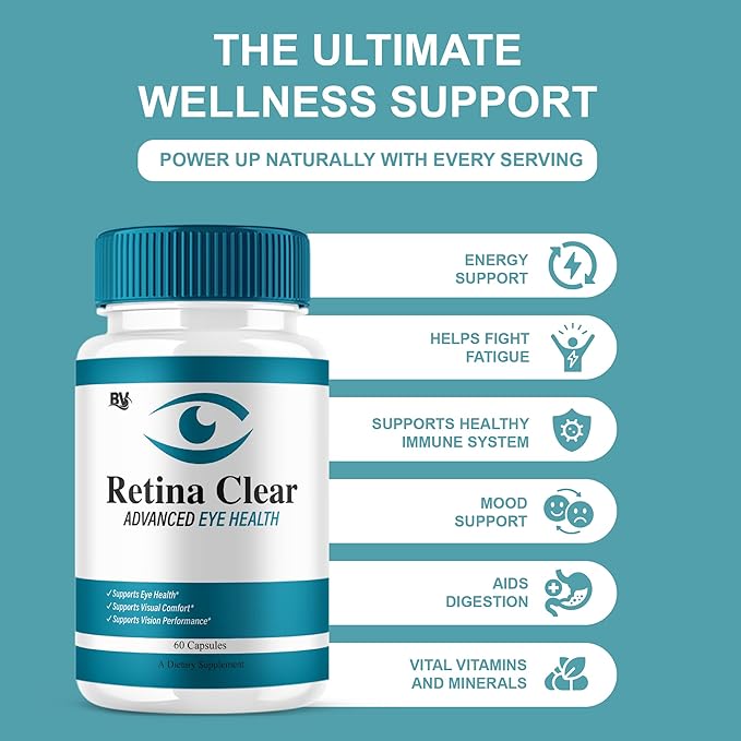 (2 Pack) Retina Clear Advanced Eye Health Supplement, Retina Clear Max Strength Overall Vision & Wellness Supplement, RetinaClear Advanced Vision Support and Eye Health Formula Pills (120 Capsules)