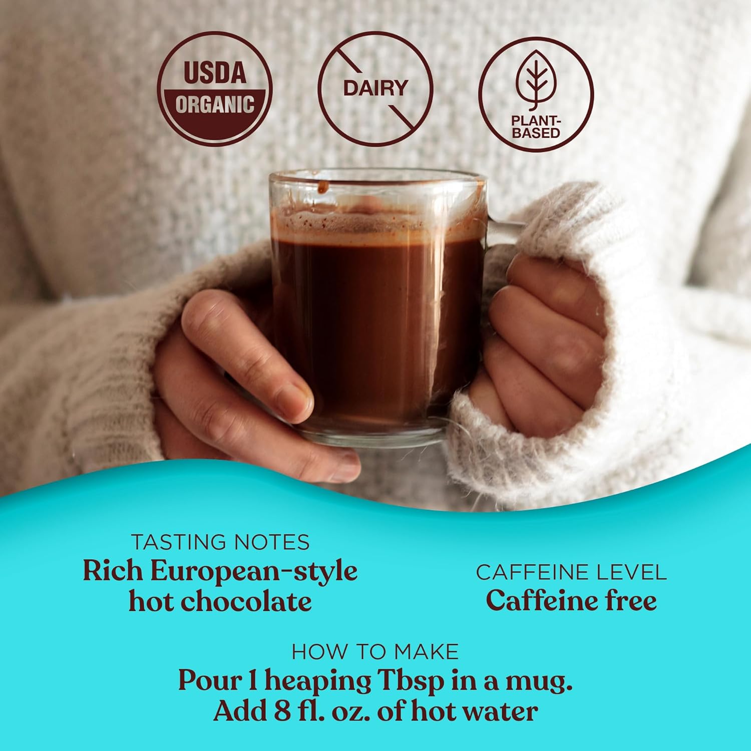 Four Sigmatic Calm Mushroom Cocoa Mix | Organic Dark Hot Cocoa Mix with Reishi Mushroom | Vegan, Dairy Free | 15 Servings