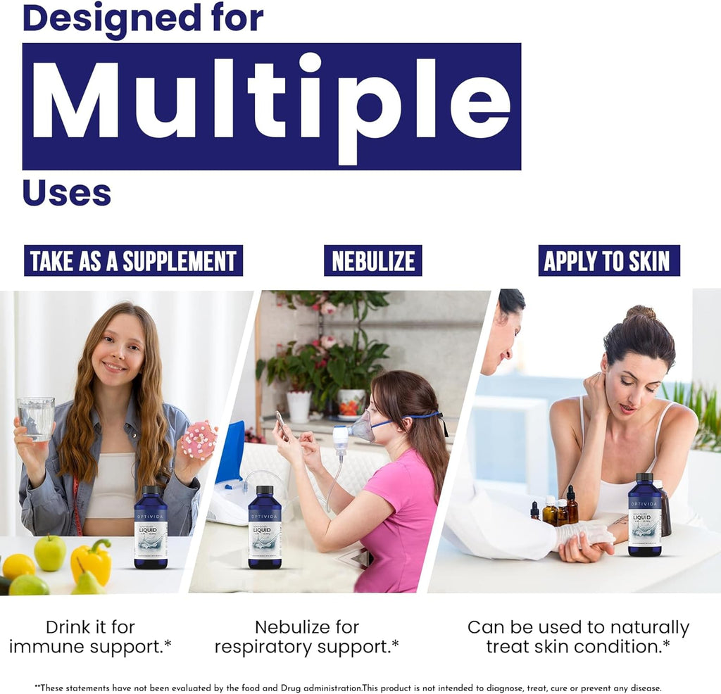 Optivida Health Nano Colloidal Silver Liquid (1 Pack) – Immune Support Supplements with Silver Hydrosol, Liquid for Immune Support, Colloidal Silver for Immune System, Silver Colloidal Liquid (16 oz)