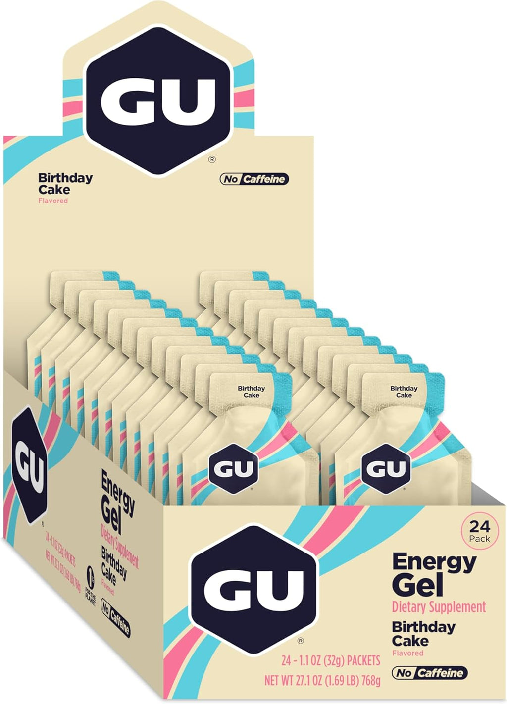 GU Energy Original Sports Nutrition Energy Gel, 24-Count, Birthday Cake