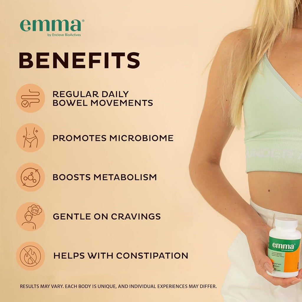 Emma Gut Health - 2 Pack - Gas and Bloating Relief, Constipation, Leaky Gut Repair - Gut Cleanse & Restore Digestion - Regulate Bowel Movement. Probiotics and Laxative Alternative, 120 Capsules