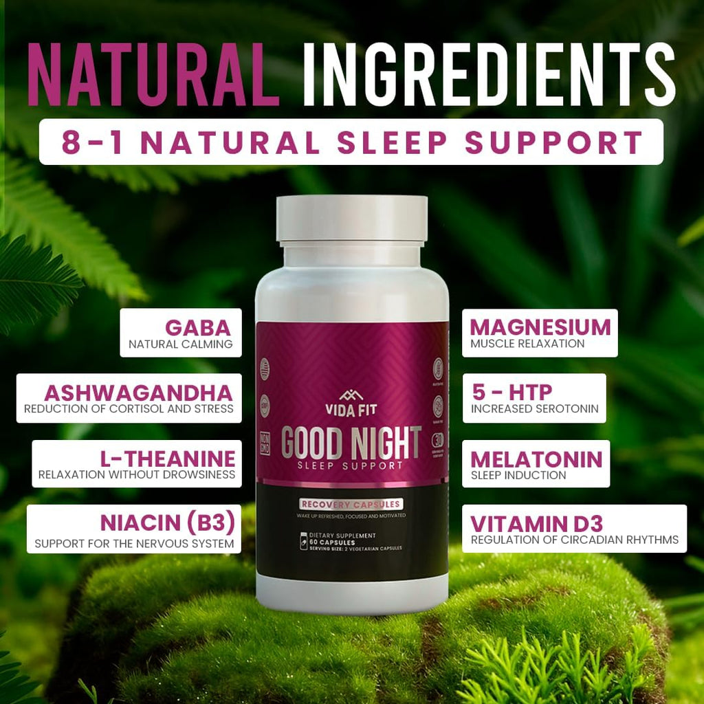 Natural Sleep Aid for Adults, Sleep Supplement, Natural Calm, Melatonin with L-Theanine, Magnesium Glycinate, Ashwagandha, GABA, 5-HTP, Vitamin D & Niacin (30 Day Supply)