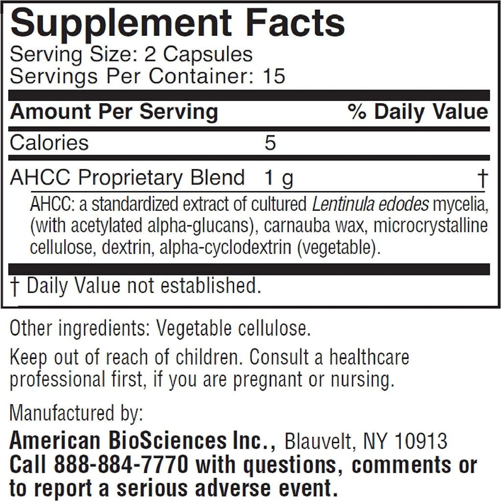 ImmPower AHCC Supplement, Vegetarian Capsules, Enhanced Immune Support, Natural Killer Cell Activity and Cytokine Production, 500 milligrams per Capsule (30 Count)