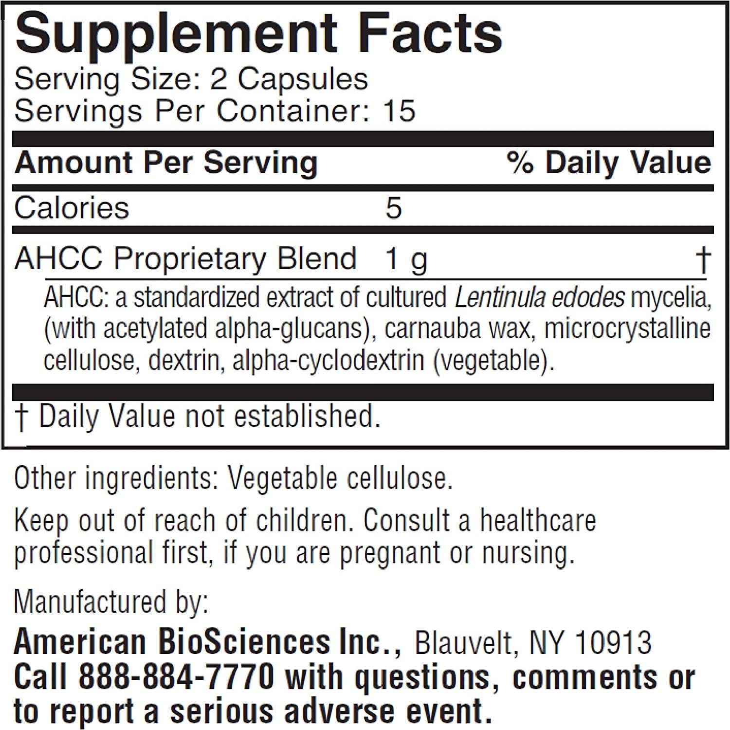 ImmPower AHCC Supplement, Vegetarian Capsules, Enhanced Immune Support, Natural Killer Cell Activity and Cytokine Production, 500 milligrams per Capsule (30 Count)