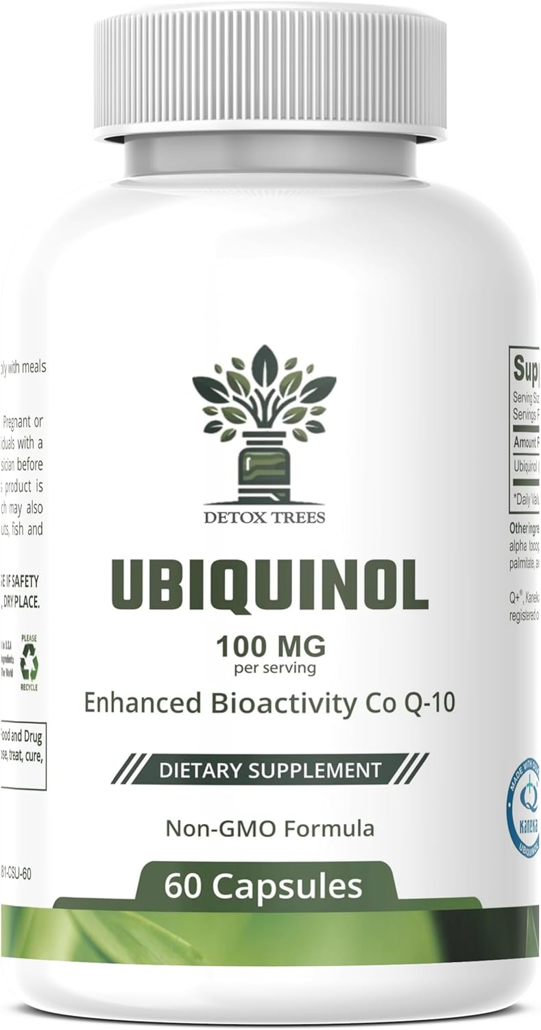 Ubiquinol CoQ10 100mg - Enhanced Bioavailability, High Absorption Coenzyme Q10 Supplement - Non-GMO, Gluten Free co q10 for Heart Health, Healthy Blood Pressure Levels, 60 Capsules