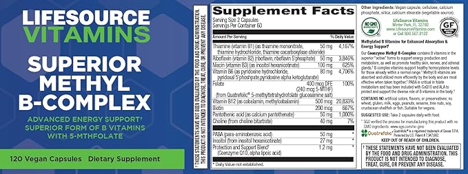LifeSource Vitamins - Superior Methyl-B Complex -120 Capsules