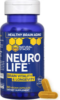 NeuroLife Longevity Supplement - 500mg Taurine & 400mg Berberine Supplement - Clinically Tested MitoPrime L-Ergothioneine - Brain Support for Cognitive Vitality - 60 Berberine Capsules