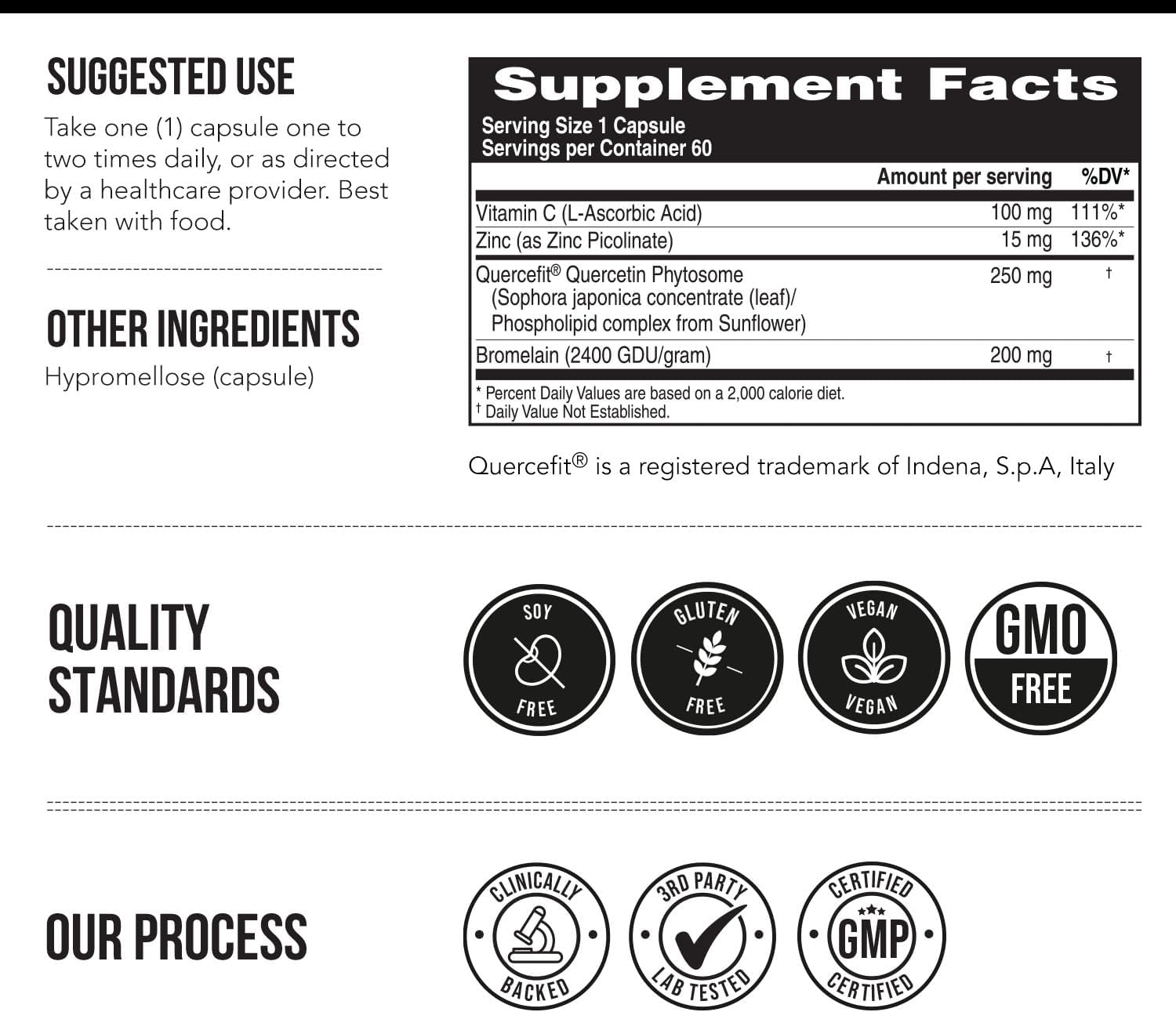 Quercetin Complete® Quercetin Phytosome with 50X Higher Absorption, Clinically Proven & Patented Quercefit – Most Effective Form of Quercetin – Enhanced with Bromelain, Zinc & Vitamin C (60 Capsules)
