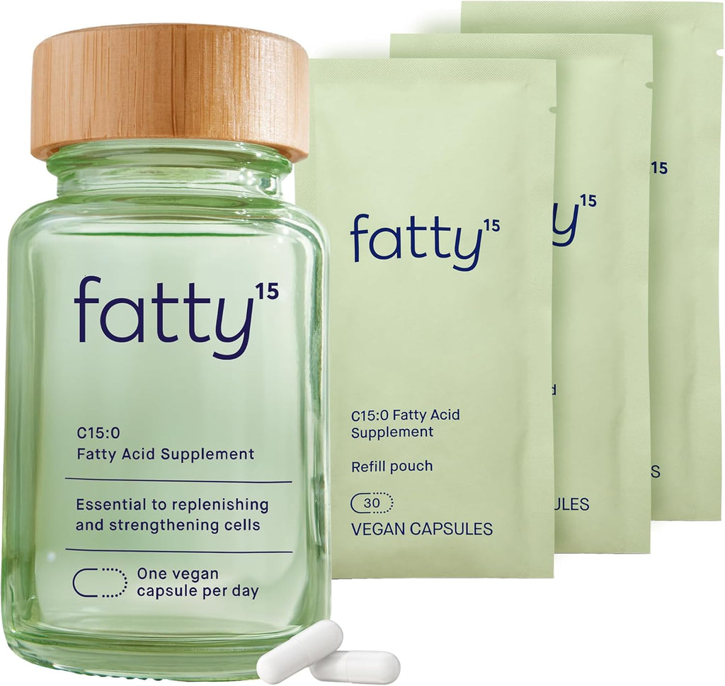 Fatty15 C15:0 Pentadecanoic Acid Supplement The Longevity Nutrient - 90 Vegan Capsules - 3x Cellular Benefits of Fish Oil Omega 3 Supplements - Gut Health, Liver Support, & Mitochondrial Health