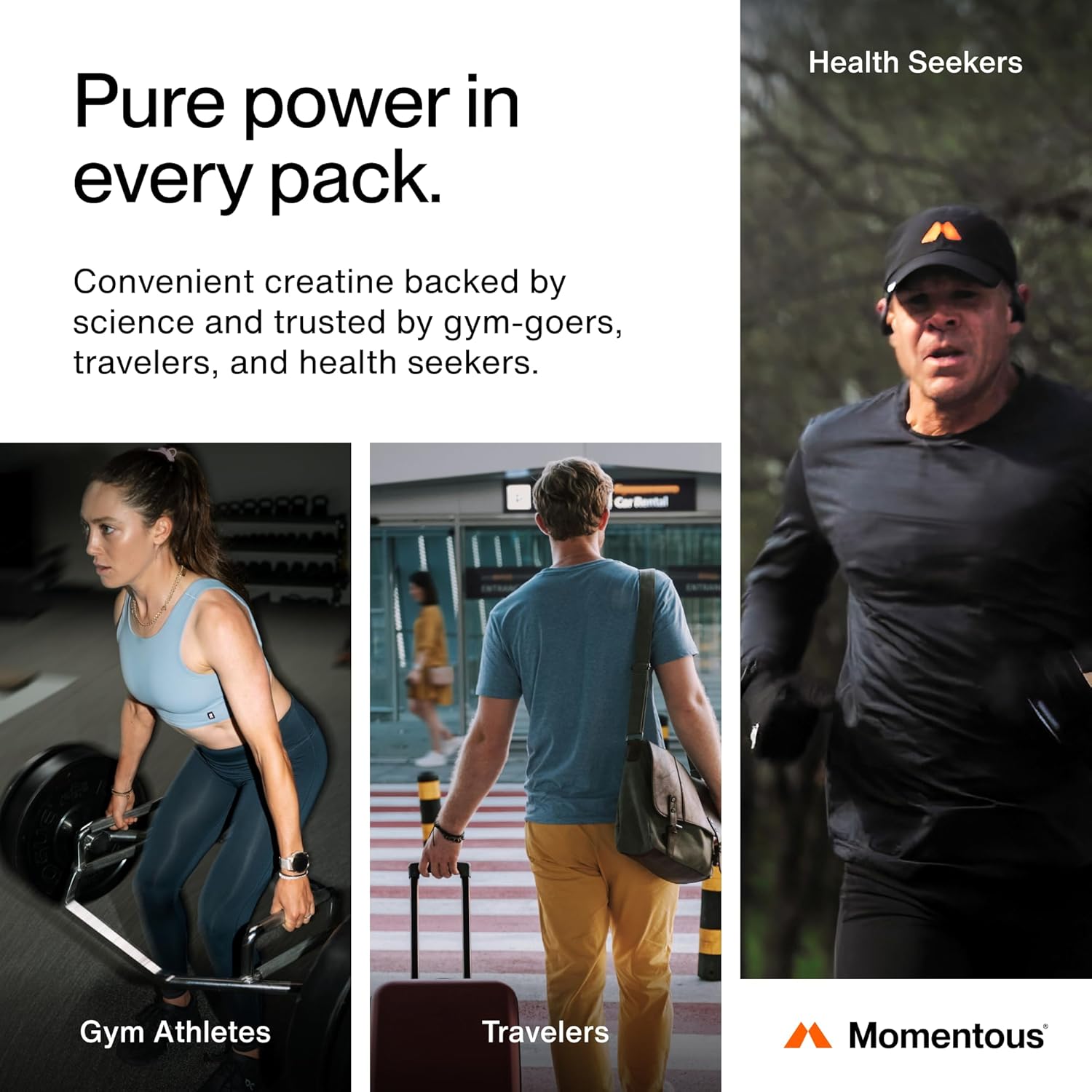 Momentous Creatine Monohydrate Powder - Creapure Creatine Powder - Supports Strength, Lean Muscle, & Recovery for Men & Women - NSF Certified for Sport - 5 g per Serving - 15 Servings
