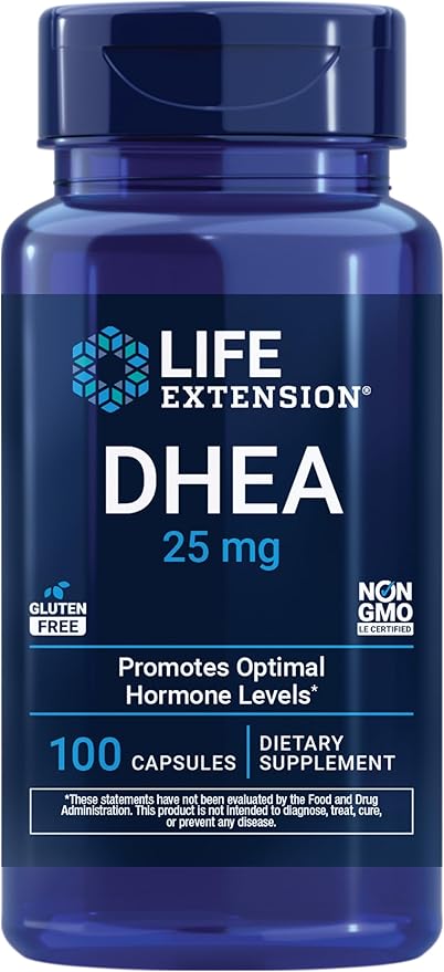 Life Extension DHEA 25 mg – Supplement for Hormone Balance, Immune Support, Sexual Health, Bone & Cardiovascular Health and Anti-Aging and Mood Support – Gluten-Free, Non-GMO – 100 Capsules