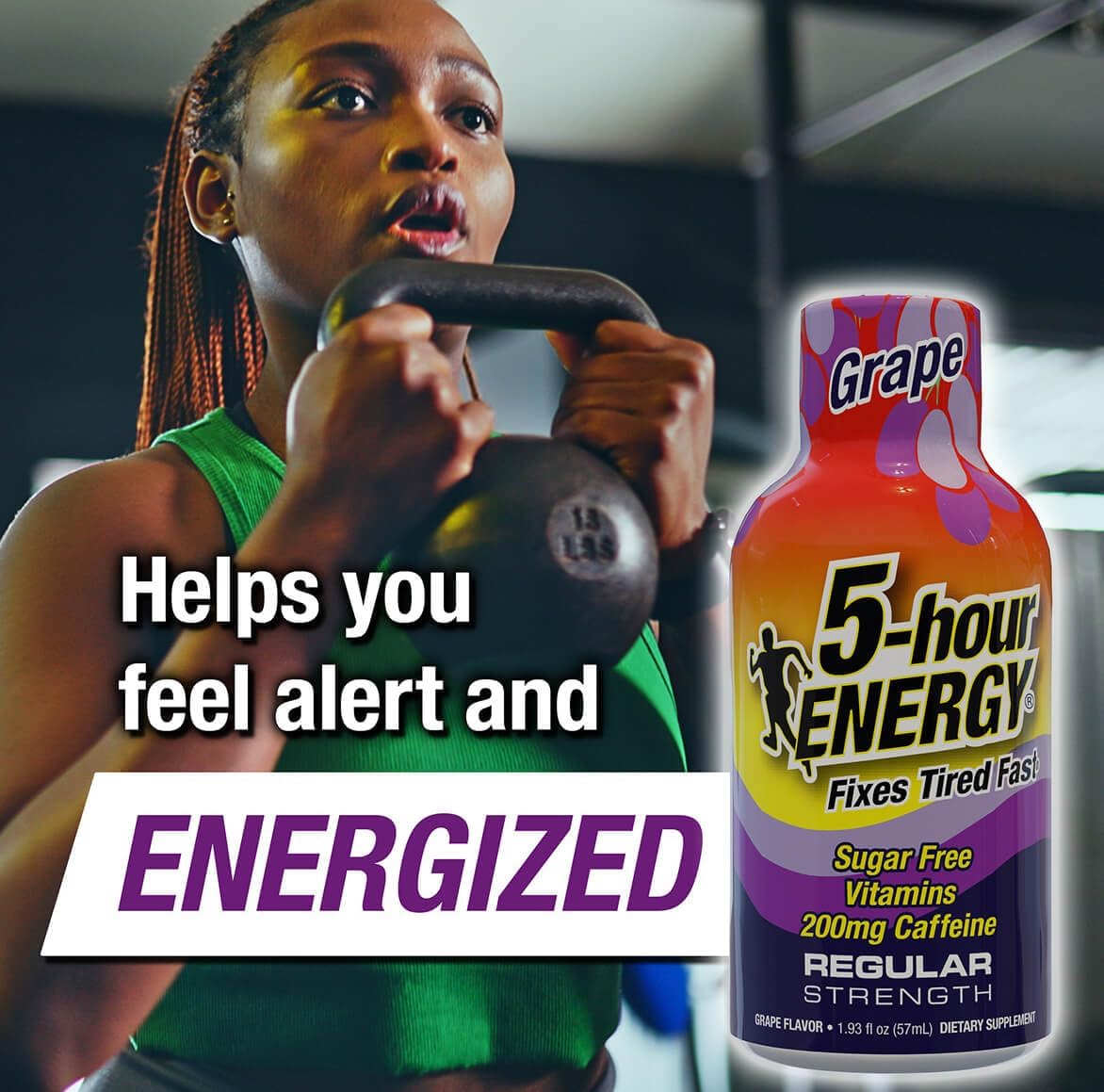 5-hour ENERGY Shots Regular Strength, Grape Flavor, 1.93 oz. 30 Count, Sugar Free, Zero Calories, Amino Acids and Essential B Vitamins, Dietary Supplement, Feel Alert and Energized, 200mg Caffeine