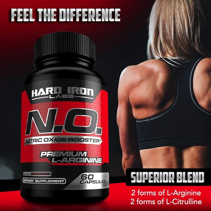 N.O. Nitric Oxide Booster 3000mg with L-Arginine, L-Citrulline - Non-GMO, Gluten-Free, Vegan - Pre-Workout Supplement for Muscle Growth, Stamina, Energy, Pumps, Vascularity - 60 Capsules