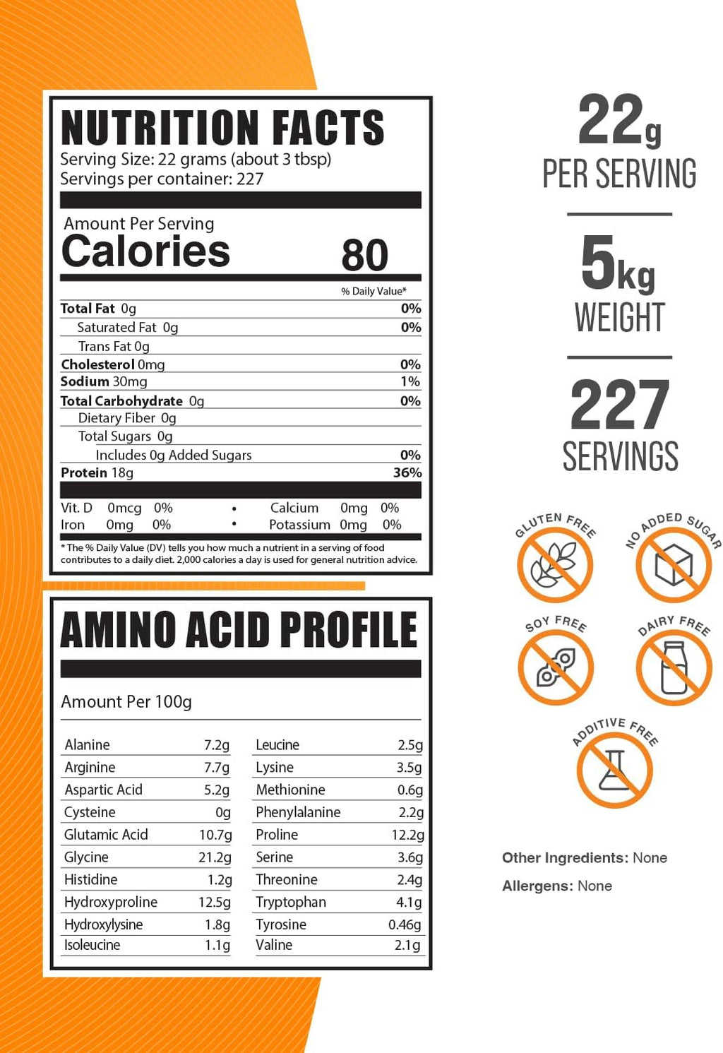 BulkSupplements.com Beef Bone Broth Protein Powder - Bovine Bone Broth Protein, Lactose Free Protein Powder - Dairy Free & Gluten Free, 22g per Serving, 5kg (11 lbs) (Pack of 5)