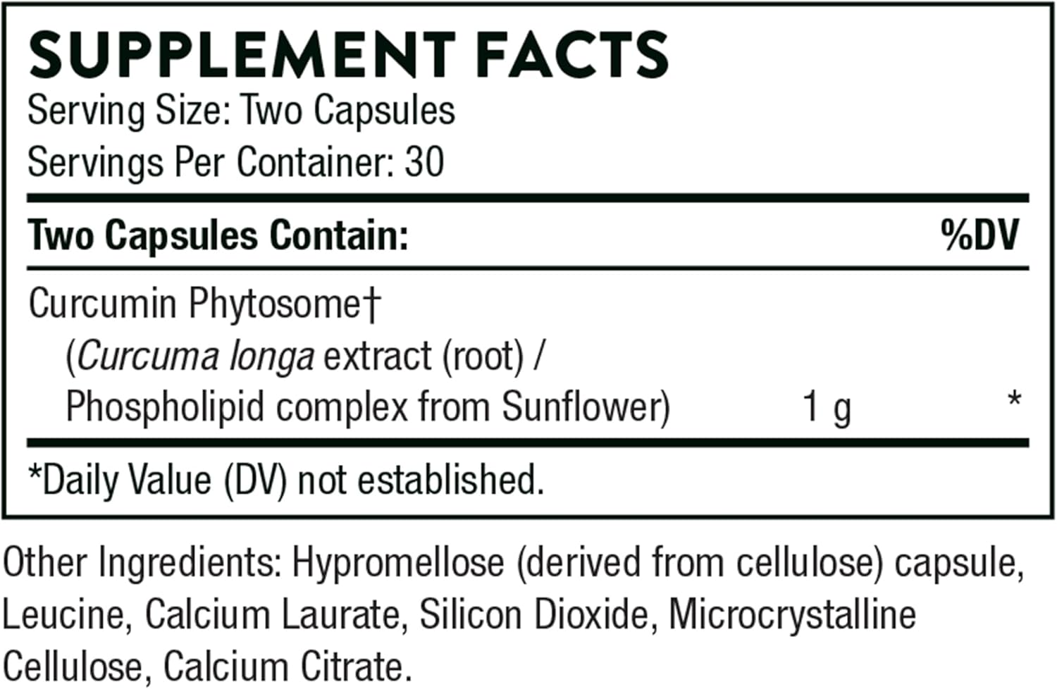 THORNE - Curcumin Phytosome 1000 mg (Meriva) - Clinically Studied, High Absorption - Supports Healthy Inflammatory Response in Joints, Muscles, GI Tract, Liver, and Brain* - 60 Capsules - 30 Servings