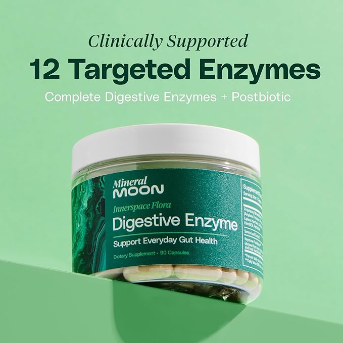 Innerspace Flora Premium Digestive Enzymes for Men and Women - 12 Enzymes for Digestion & Senna Leaf Extract - Supports Gut Health, Digestion Supplement, Nutrient Absorption - 90 Capsules