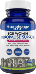 Stonehenge Health for Women Menopause Support for Peri + Menopause + Post - Mood, Energy, Stress, Hot Flashes, Night Sweats, Sleep & Cortisol, Chromax Chromium, Vitamin D3, KSM-66 Ashwagandha Extract