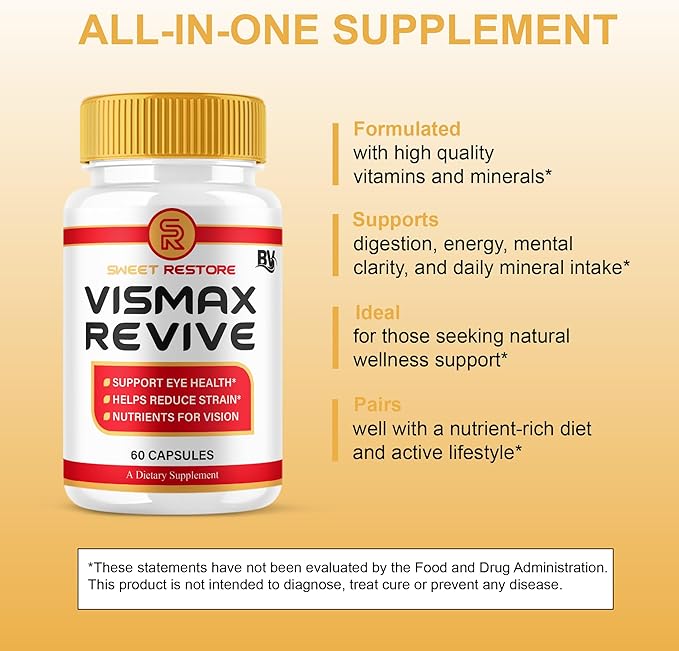 BLUE VIBE VisMax Revive Maximum Strength Overall Vision & Wellness Support Supplement, VismaxRevive Advanced Premium Vision Support and Eye Health Formula Supplement Pills (5 Pack - 300 Capsules)