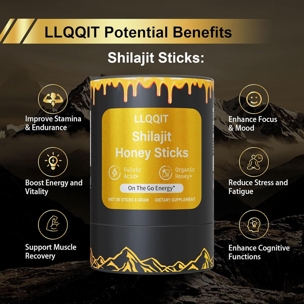 Pure of Himalayan of Shilajit of Honey Sticks with Organic & Saffron, 85+ Trace Minerals, 75%+ Fulvic Acid, 30 Count | Natural Energy & Immunity Booster | Easy Single-Use Packets