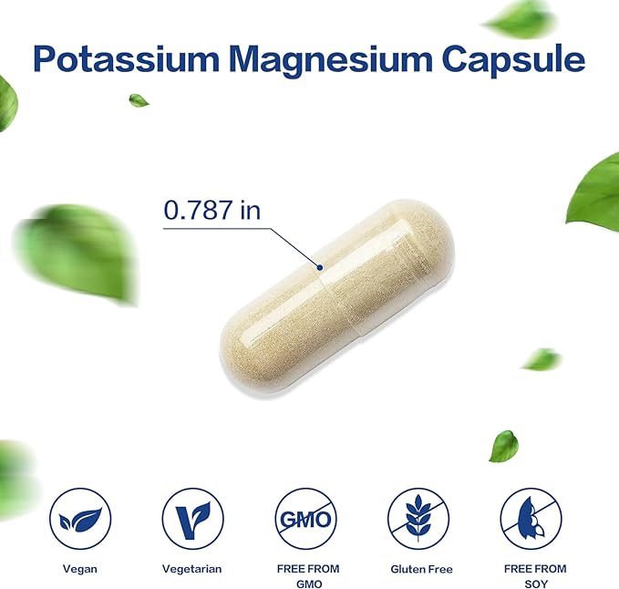Potassium Magnesium Supplement 1000mg, Magnesium Potassium Zinc Aspartate,Non-GMO, Vegan, (150 Capsules)