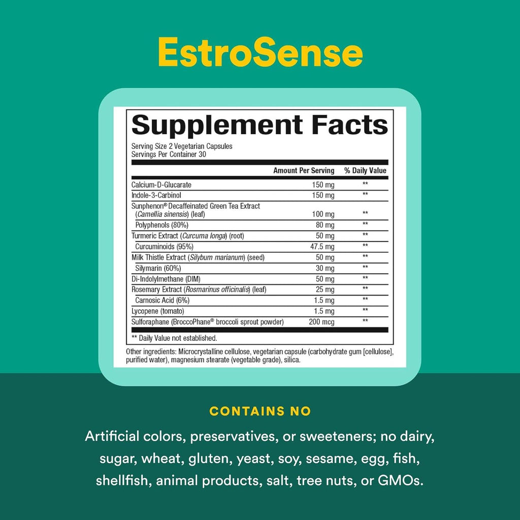 WomenSense EstroSense by Natural Factors, Natural Supplement to Support Estrogen and Hormone Balance During PMS or Menopause, Vegan, Non-GMO, 60 Capsules