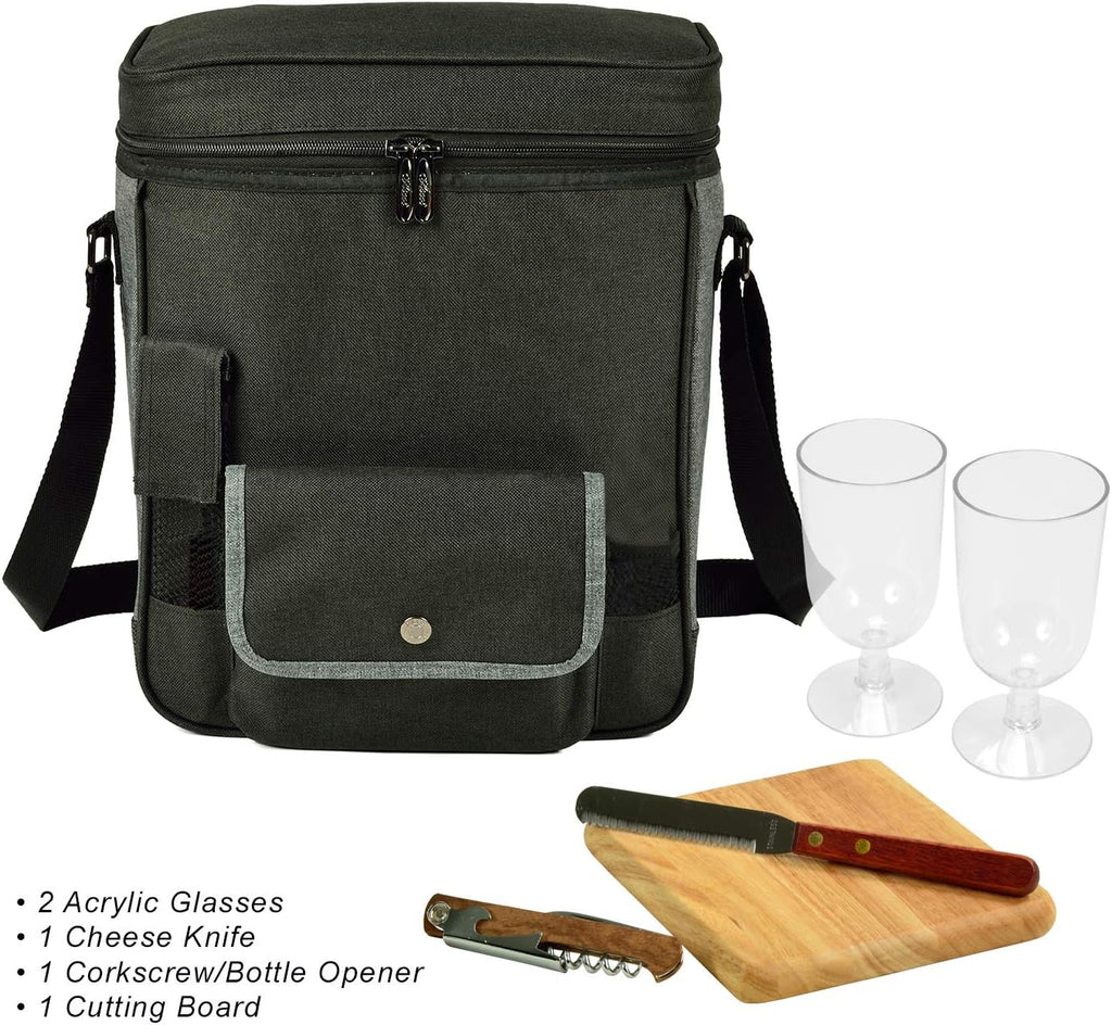 Picnic at Ascot Personalized Monogrammed Wine and Cheese Picnic Basket/Cooler with Hardwood Cutting Board, Cheese Knife and Corkscrew, Assembled & Quality Approved in The USA
