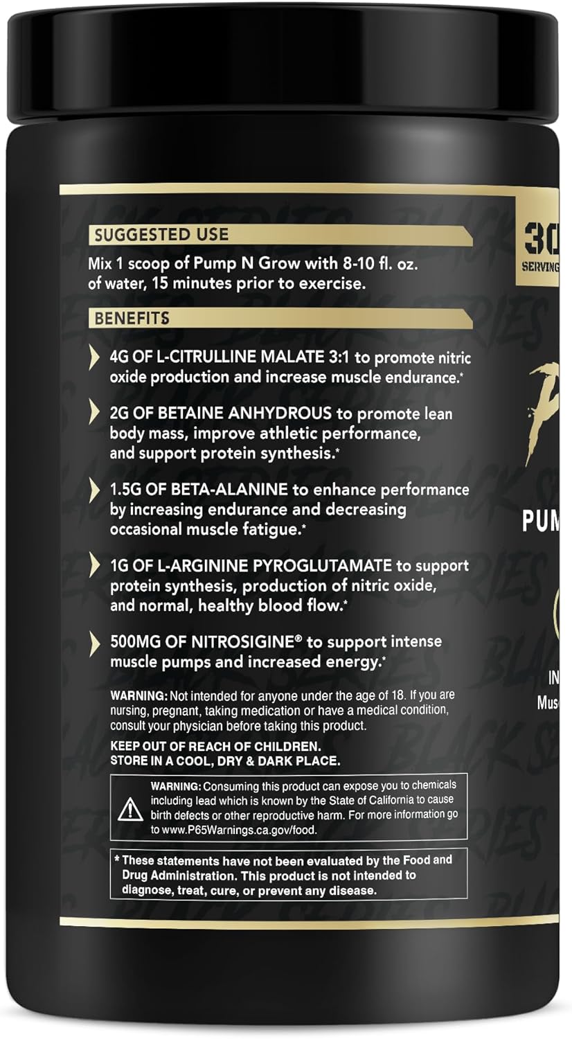 Anabolic Warfare Pump-N-Grow Muscle Pump Supplement Caffeine Free Pre Workout with L-Citrulline, L-Arginine, Beta-Alanine (Au Naturel – 30 Servings)