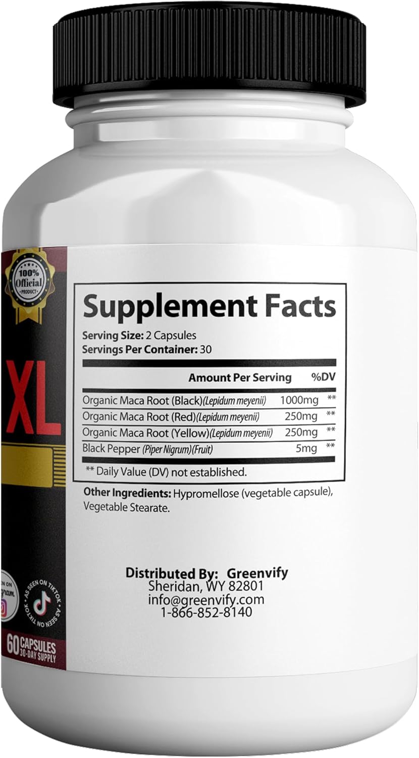 Vigorlong XL, Extra Strength Maca Root Complex, 1505mg, 60 Capsules, Vegan, Gluten Free, Non-GMO (5)