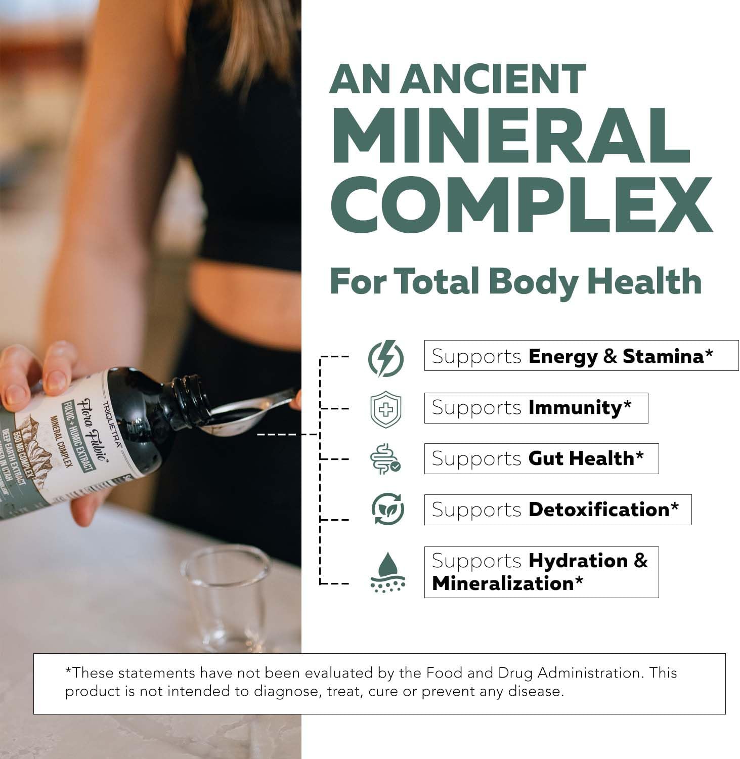 Flora Fulvic | Fulvic Acid + Humic Acid Complex – 550 mg | Mined in Utah, Prehistoric Deep Earth Extract | Immunity, Gut, Digestion – Natural Trace Mineral Complex, Fulvic Acid Supplement – 8 fl oz.