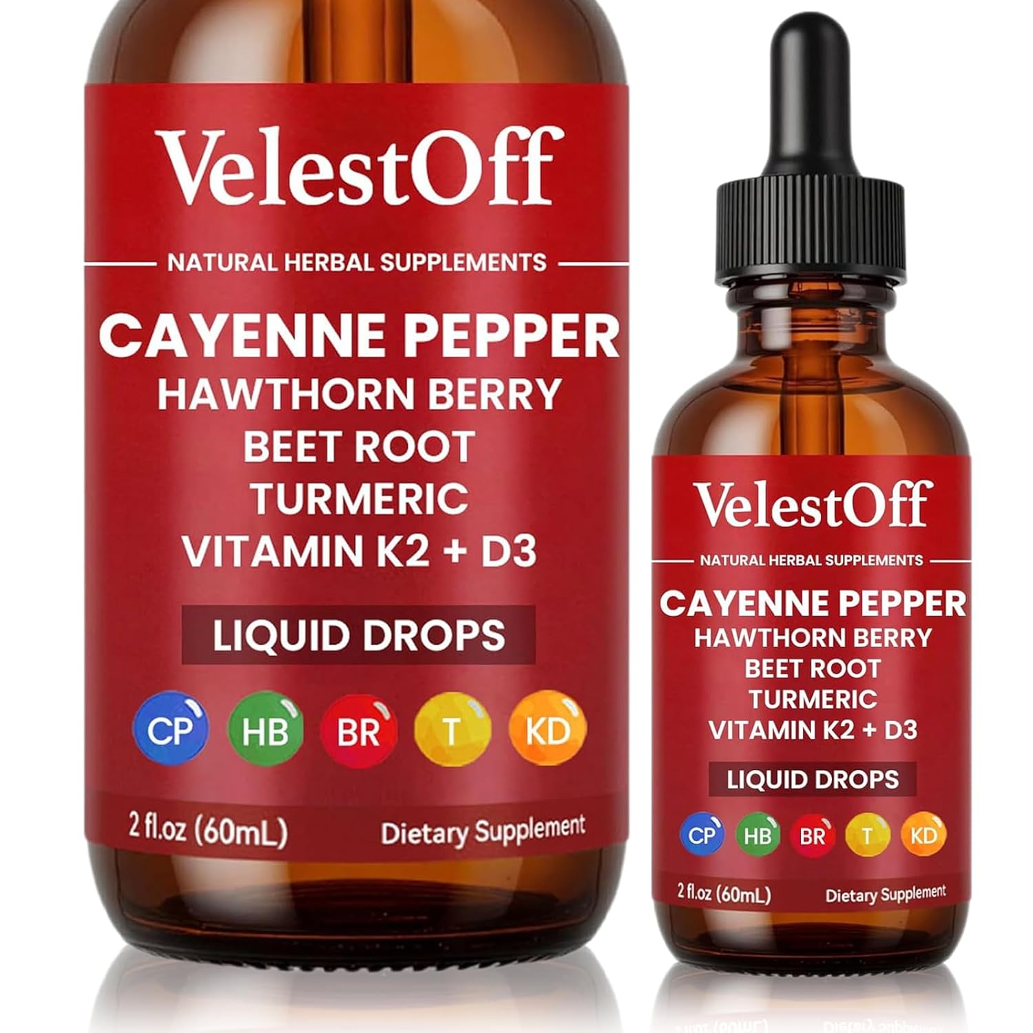 Cayenne Pepper Drops - VelestOff Cayenne Circulation Blood Pressure Blend - Cayenne Pepper Hawthorn Beet Root Turmeric Vitamin K2 D3-2 OZ (1 PCS)