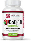 CoQ10 200mg 180 Vegetarian Capsules for Heart Health, Non-GMO, Easy to Swallow, Supports Cellular Energy Production and Cardiovascular Health