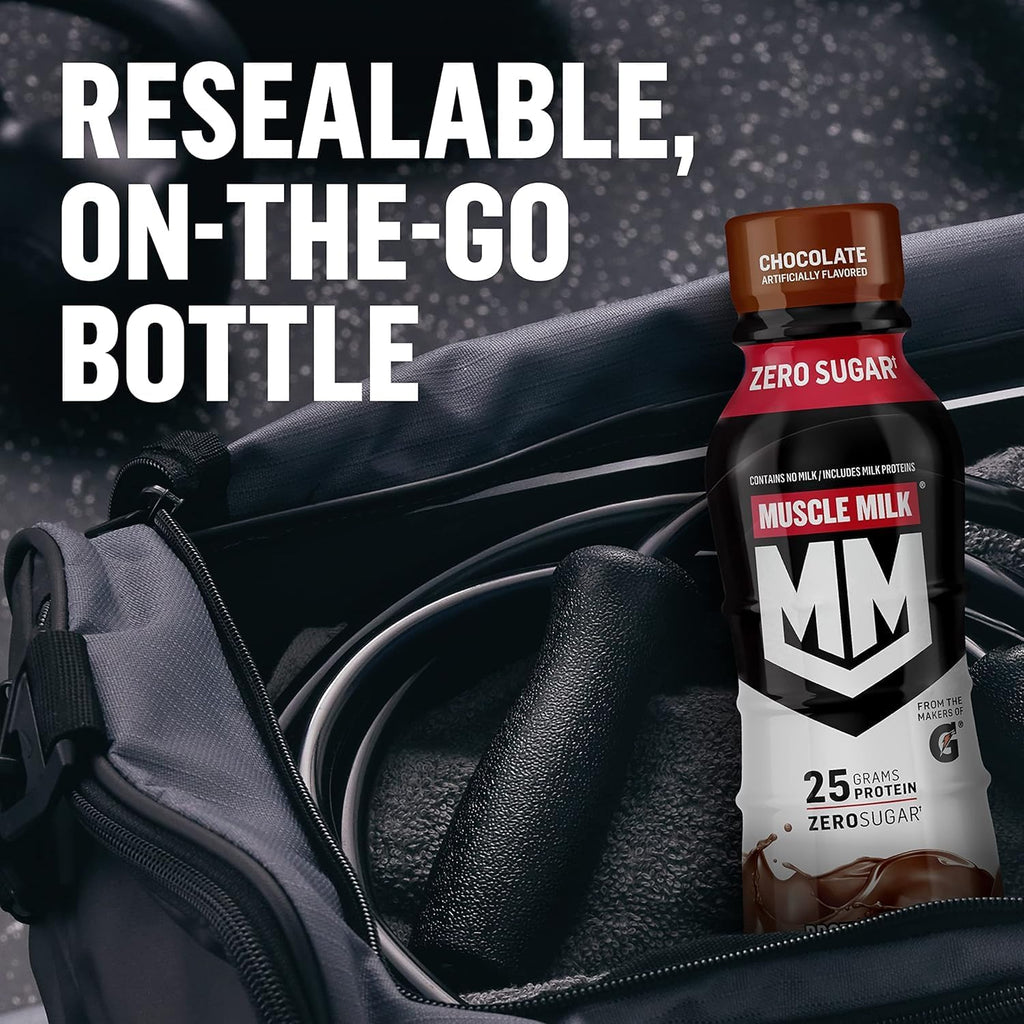 Muscle Milk Genuine Protein Shake, Cookies and Creme, 11.16 Fl Oz Bottle, 12 Pack, 25g Protein, Zero Sugar, Calcium, Vitamins A, C & D, 4g Fiber, Energizing Snack, Workout Recovery, Packaging May Vary