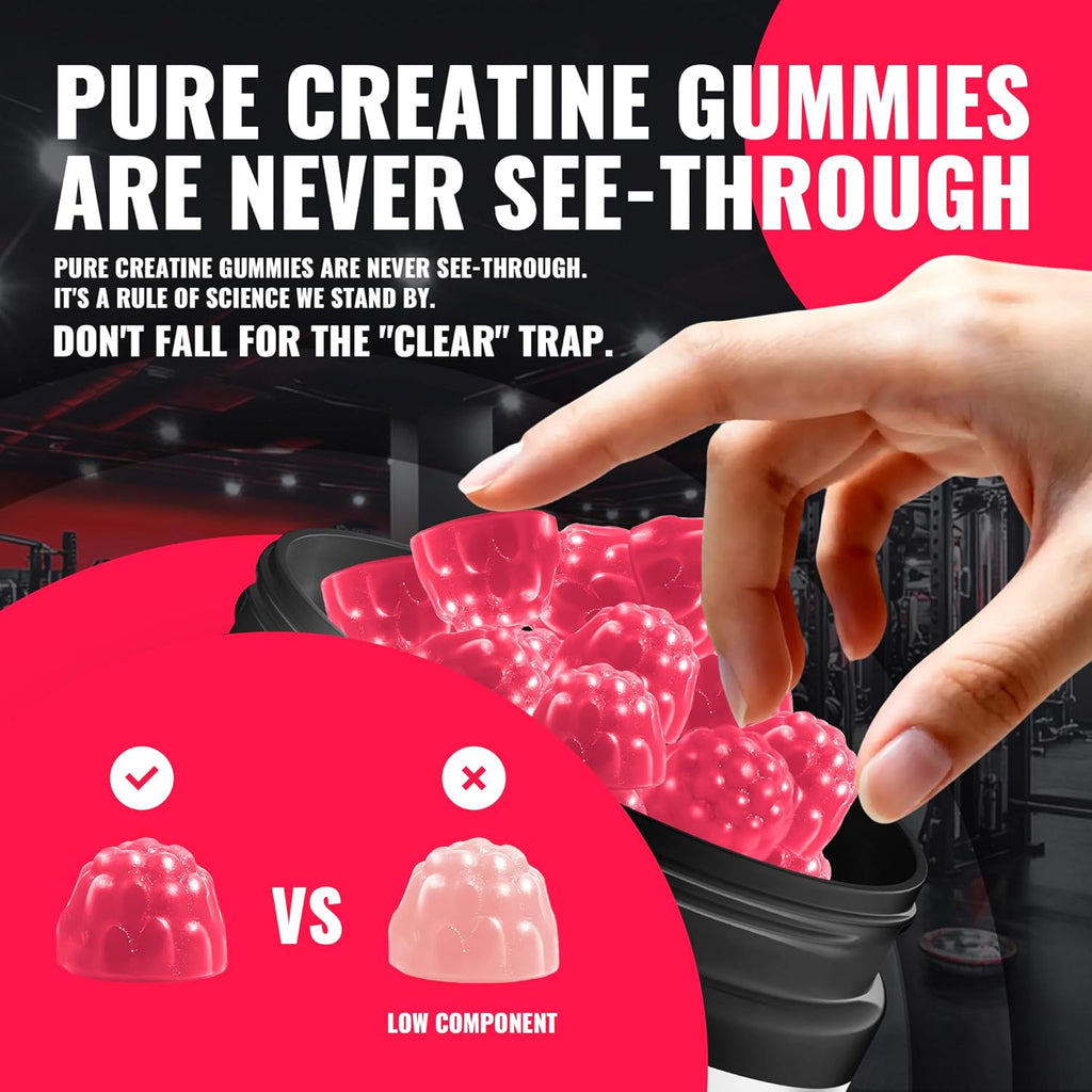 Natures Aid Creatine Monohydrate Gummies (5g) – Pre-Workout Energy & Muscle Growth Support for Men & Women | Watermelon Electrolyte Gummies (135 Count)