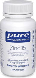 Pure Encapsulations Zinc 15 mg - Zinc Picolinate Supplement for Immune System Support, Growth & Development - for Wound Healing - 30 Capsules