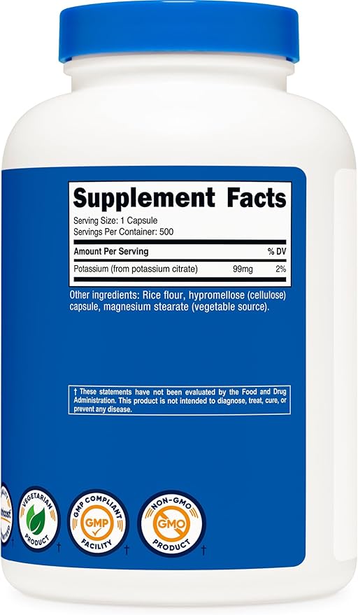 Nutricost Potassium Citrate 99mg, 500 Capsules (2 Bottles)